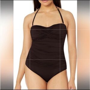 Anne Cole Women's Twist Front Shirred One Piece Swimsuit NWT size 6